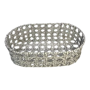 Vintage Hollywood Regency Faux Cane Basket