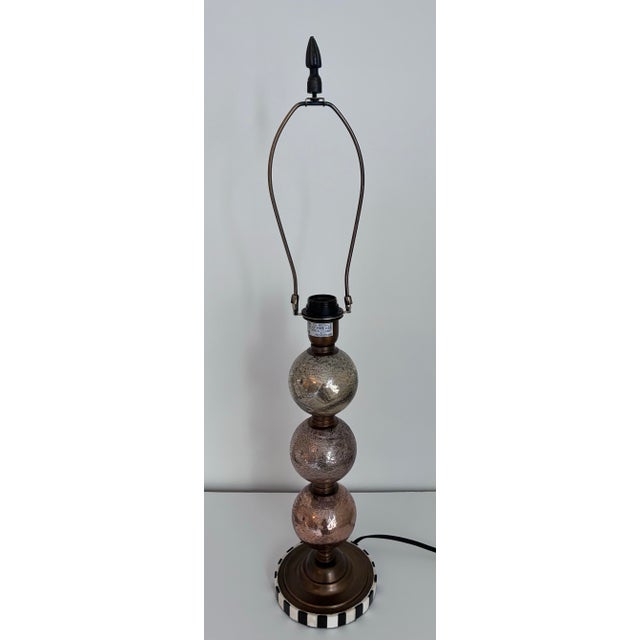 Vintage McKenzie Childs Handmade Mercury Balls With Bone Base Table Lamp For Sale - Image 6 of 11