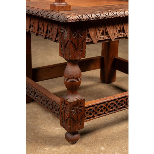 Late 19th-Century Gothic Revival Carved Wood Wainscot Armchair For Sale - Image 11 of 12