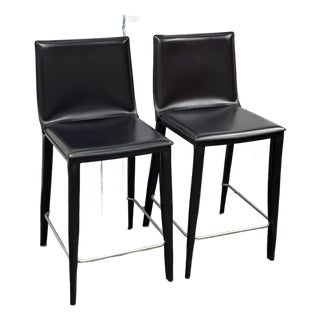 Frag for Design Within Reach Bottega Leather Counter Stools, Pair For Sale