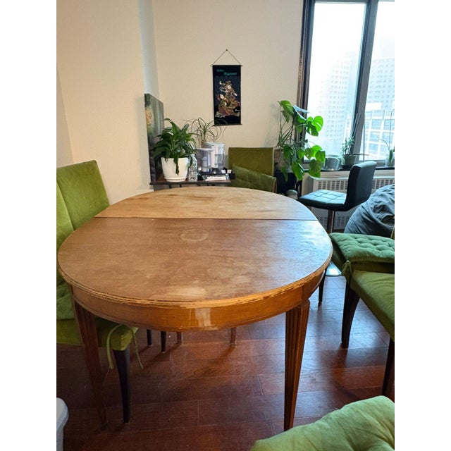 An authentic vintage dining table by Kindel Furniture Company of Grand Rapids, identified as Model 32-17 and dating to the...