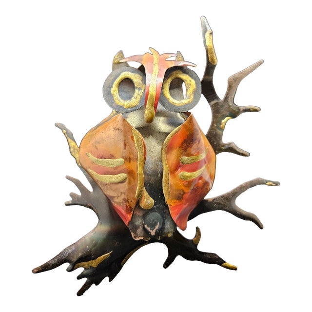 Vintage Mid-Century Modern Brutalist-Style Owl Wall Hanging For Sale