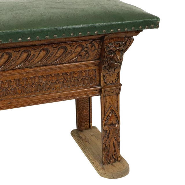 Renaissance Revival Sculpted Oak Bench, 20th Century For Sale - Image 5 of 18