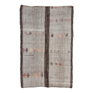 Gray & Brown Vintage Kilim Rug For Sale