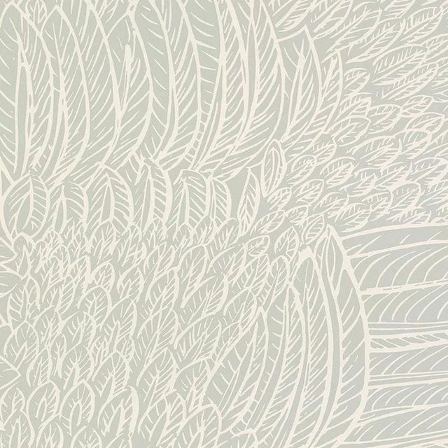 Sample - Schumacher Featherfest Wallpaper in Smoke For Sale