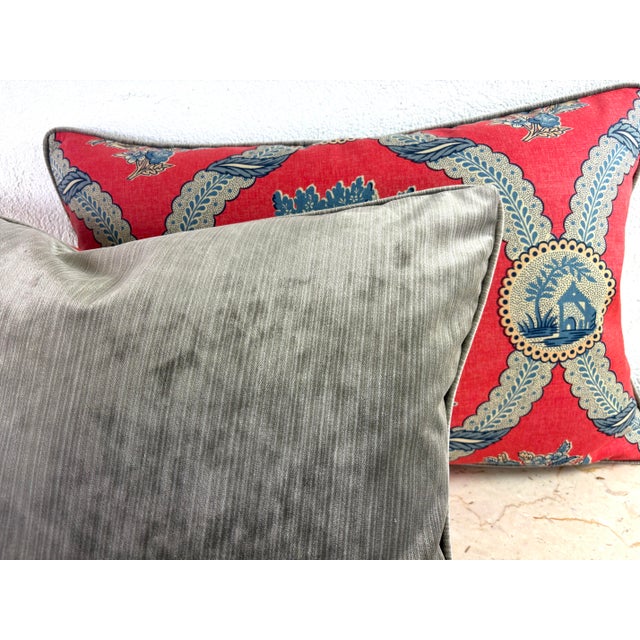 This is a pair of Brunschwig & Fils French country cotton pillows. This Vintage Brunschwig fabric is in beautiful tones of...
