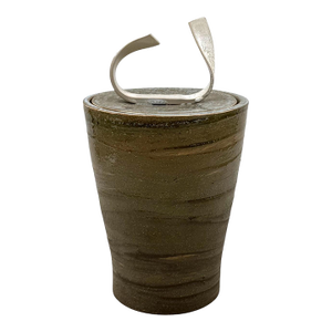Mid-Century Modern Style Dark Green Artistic Ceramic Vase, Gabriele Bucci Italy Ca. 2000s