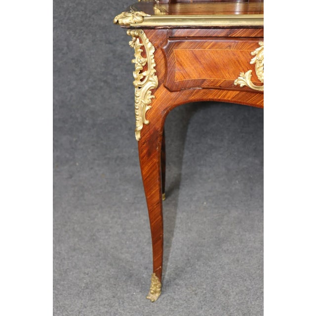Rare Kingwood, Bronze and Leather Top Ladies Desk by Leon Dromard For Sale - Image 9 of 15