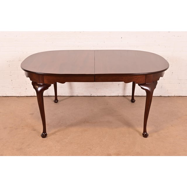 Brown Henkel Harris Queen Anne Solid Mahogany Extension Dining Table, Newly Refinished For Sale - Image 8 of 15