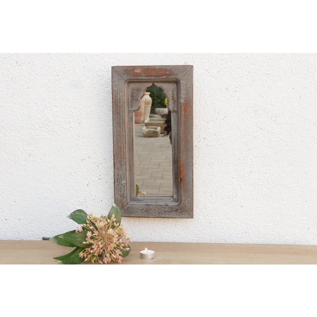 Gray Charming Aged Petite Indian Arched Mirror For Sale - Image 8 of 8