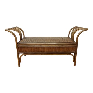 Vintage Rattan Bed Bench For Sale