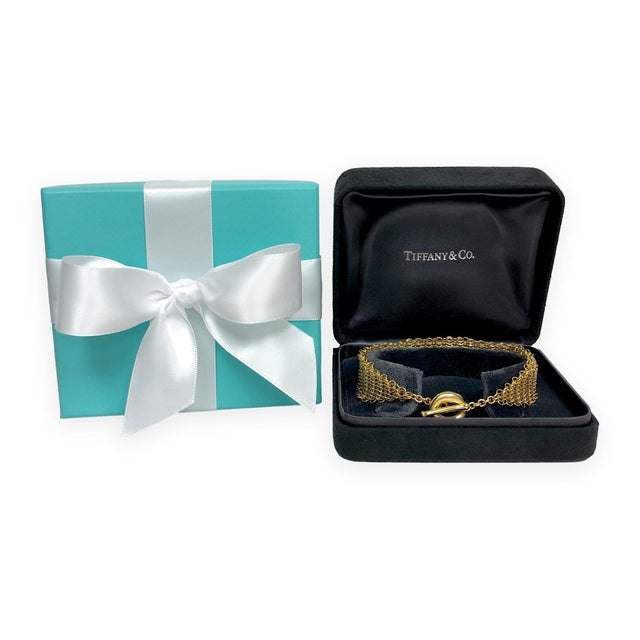 Gold Tiffany & Co. Elsa Peretti Vintage 18k Yellow Gold Mesh Toggle Bracelet 8.5" For Sale - Image 8 of 8