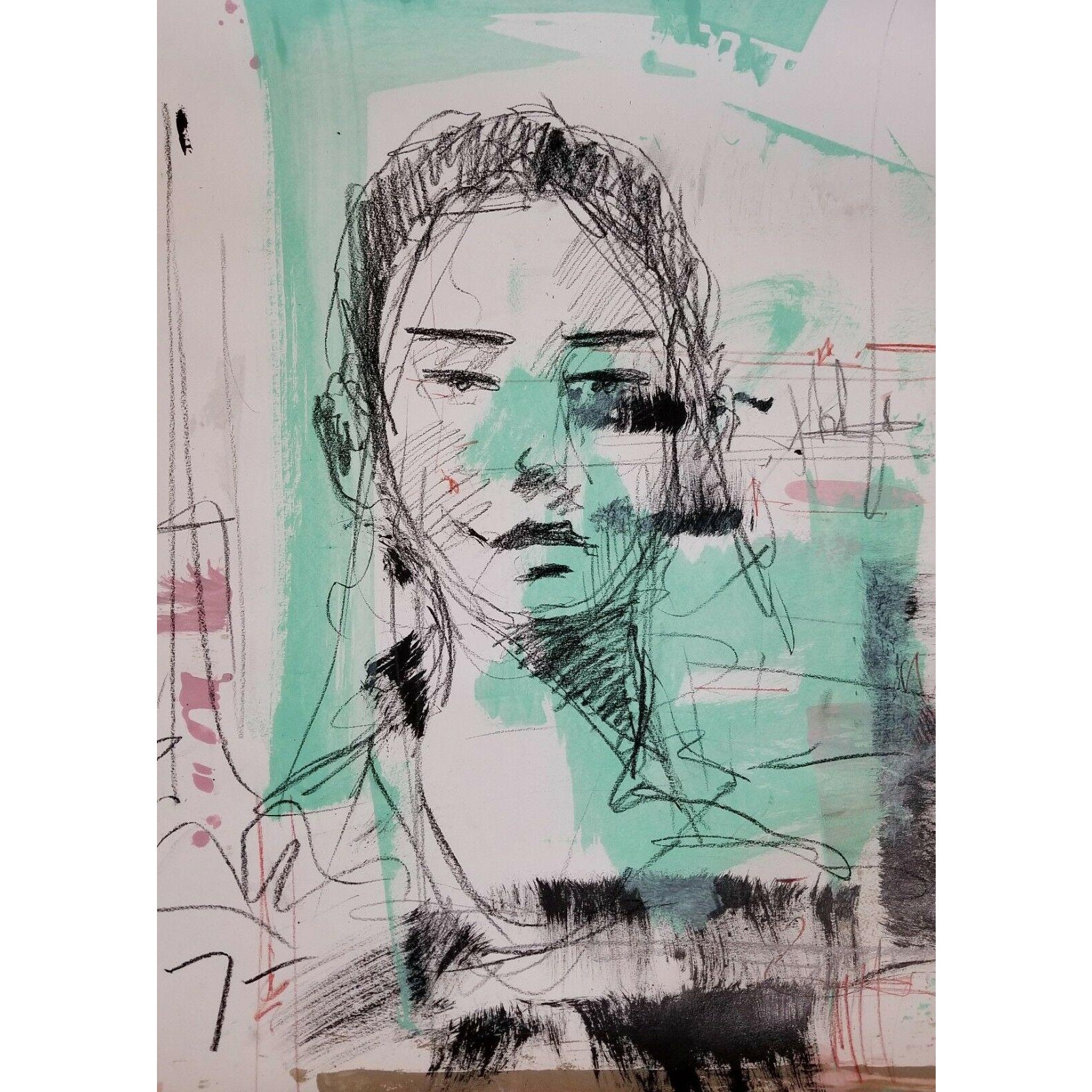 Abstract Expressionist Inspired Acrylic Portrait Painting Chairish