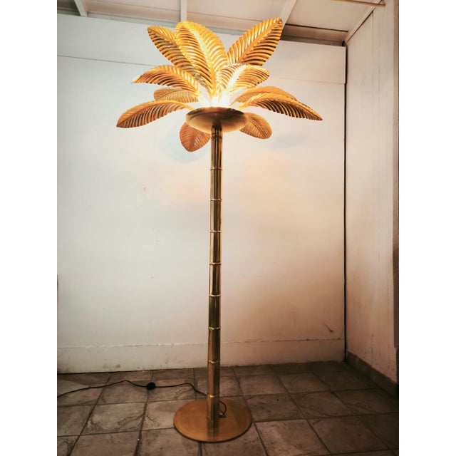 Gold Vintage 12-Light Palm Floor Lamp in Brass, 1970s For Sale - Image 8 of 18