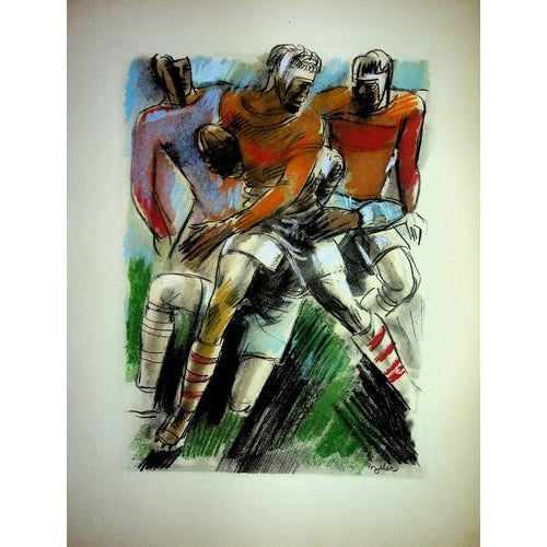 Milivoj Uzelac Rugby: the scrum, 1932 Original lithograph and stencil (Atelier Jacomet) Signed in the plate On Marais...