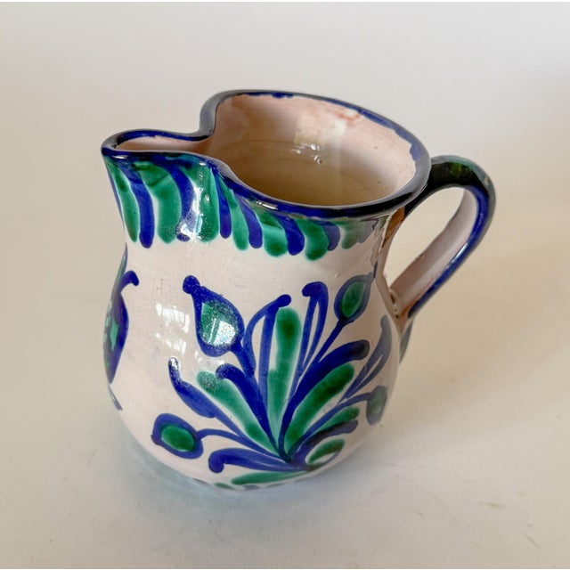 Spanish Fajalauza Majolica Hand Painted Large Creamer Pitcher For Sale - Image 4 of 17