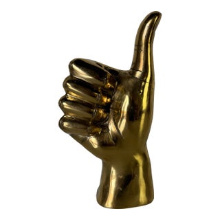 1980s Vintage Brass “Thumbs Up” Hand Sculpture For Sale