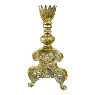 Antique Italian Renaissance Style Brass Pricket Candlestick Candelabra For Sale