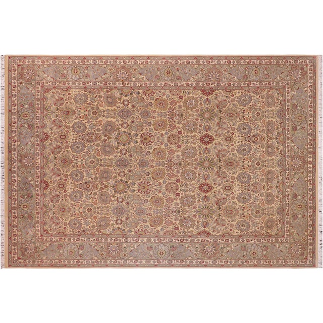 Green Beautiful Intricate Tabriz Pak-Persian Gold/Green Wool Rug - 9'1'' X 12'5'' For Sale - Image 8 of 9