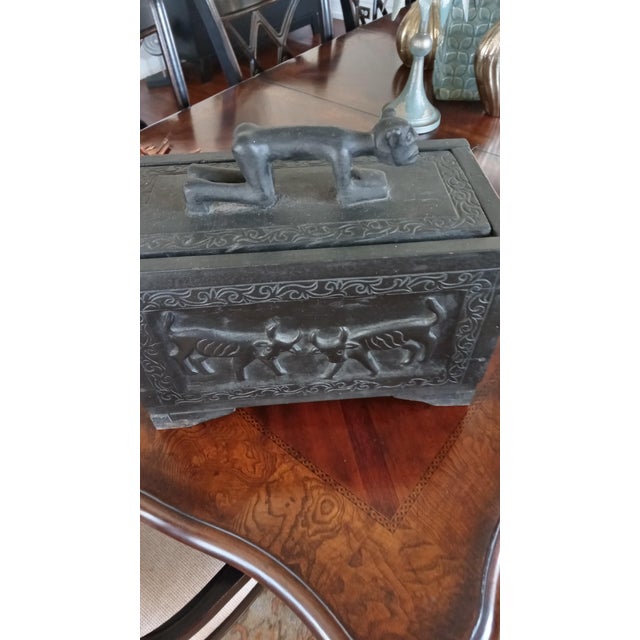 Blackwood hand carved African Trinket box from Tanzenia. ( 15 inches X 10 inches X 8 inches)