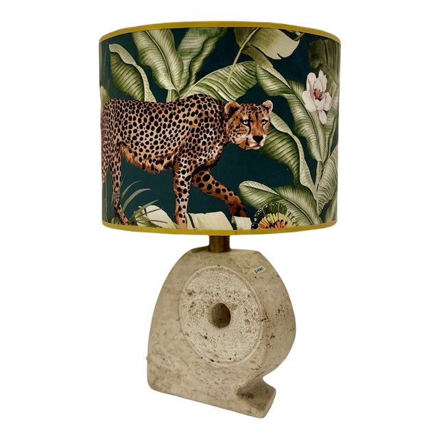 Travertine Table Lamp by Scarnicci, 1970s For Sale