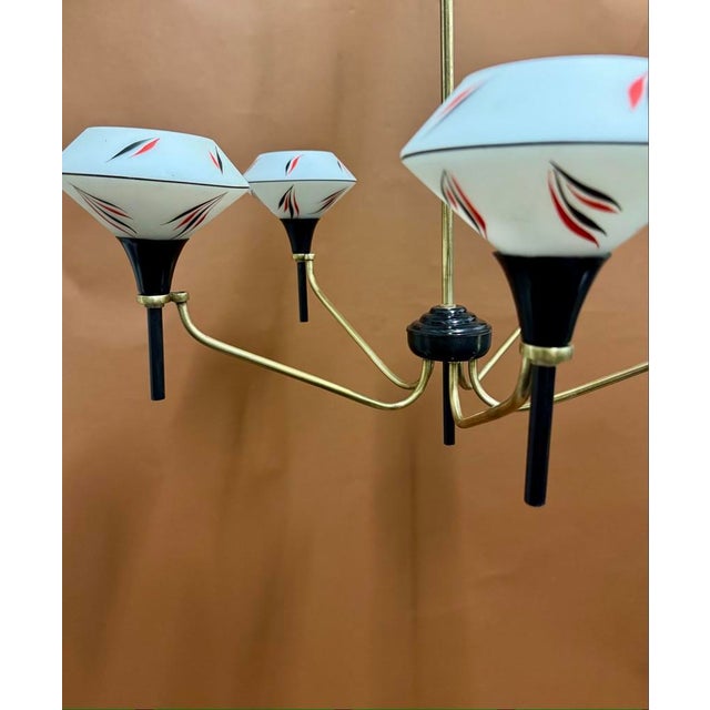 Metal Vintage French Chandelier in Brass, 1950s For Sale - Image 7 of 11