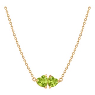 Natural Peridot Heart Necklace | August Birthstone Necklace | Gemstone Heart Necklace For Sale