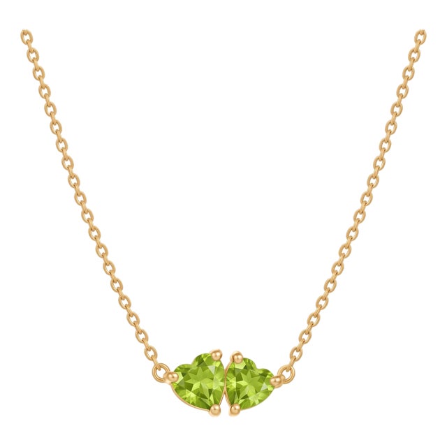 Natural Peridot Heart Necklace | August Birthstone Necklace | Gemstone Heart Necklace For Sale