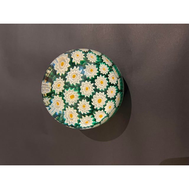 Green Murano Millefiori and Latticino Glass Paperweight For Sale - Image 8 of 14
