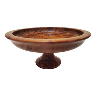 Burl Wood Tazza Pedestal Footed Fruit Bowl For Sale
