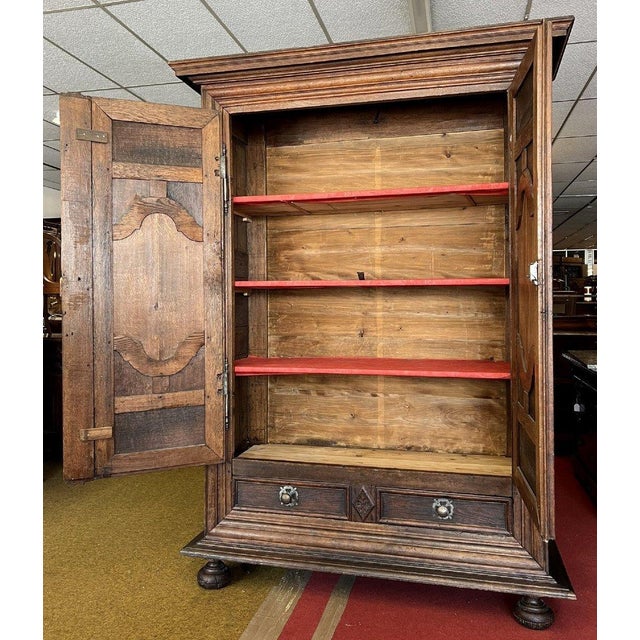 Louis xiii period carved oak cabinet louis xiii period solid oak cabinet, circa 1680 front with a frame opening with two...