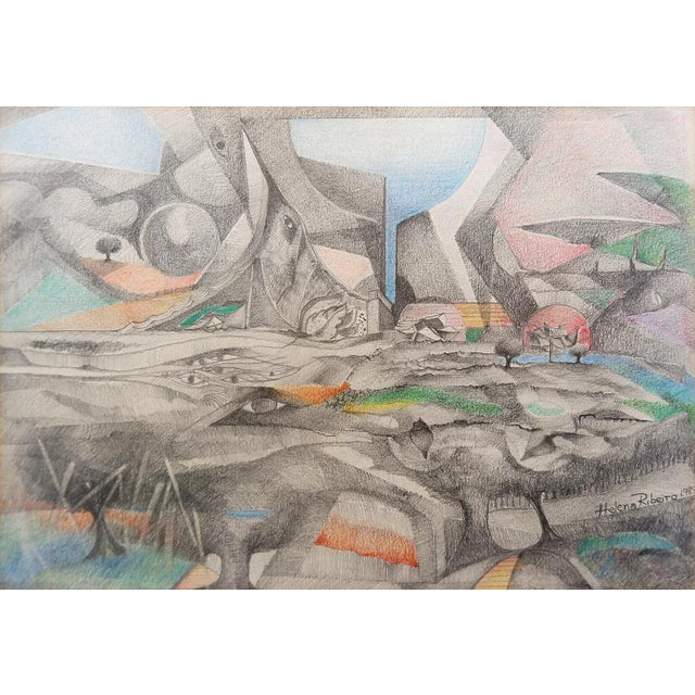 1980s Helena Ribeiro, Abstract Scene, Drawing on Paper, 1987 For Sale - Image 5 of 8