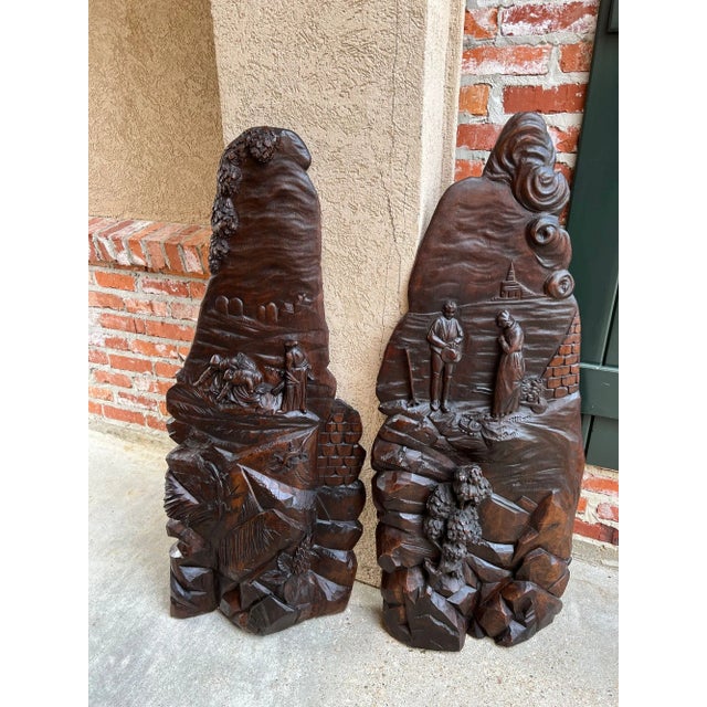 Antique French Carved Wood Wall Sculpture the Angelus by Jean Francois Millet For Sale - Image 12 of 13