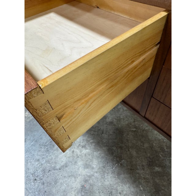 1960s Danish Mini Mid Century Teak Glass Top Console Night Table Vanity For Sale - Image 5 of 9