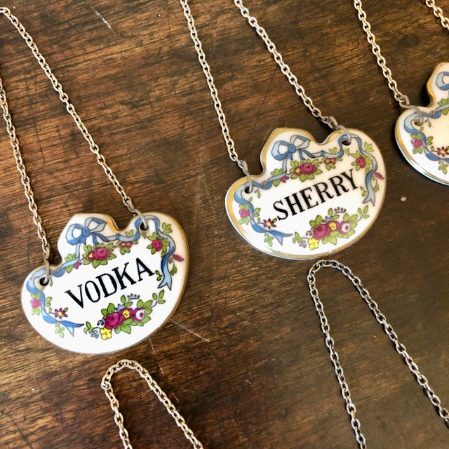 Vintage English Porcelain Decanter Labels Set of 8 Chairish