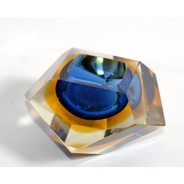 Multi Faceted Murano Glass Ashtray Attributed to F. Poli by