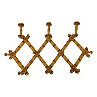 French Faux Bamboo Harmonica Wall Mounted Coat Rack, 1920s For Sale