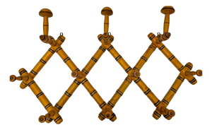 French Faux Bamboo Harmonica Wall Mounted Coat Rack, 1920s