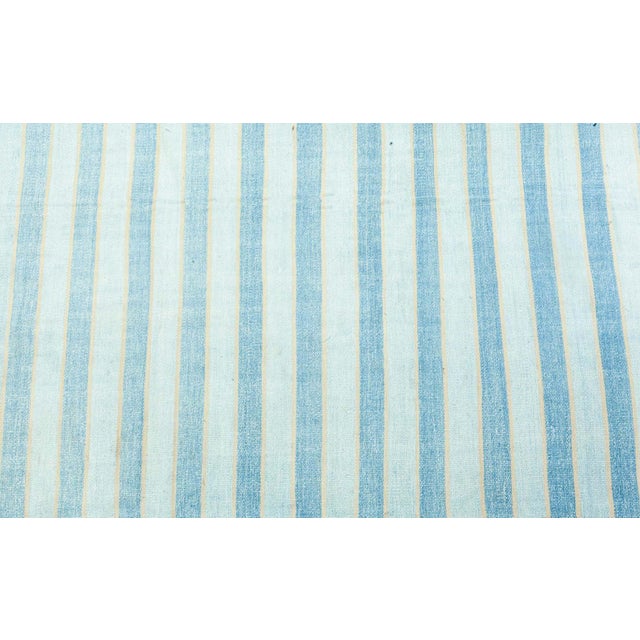 Blue Doris Leslie Blau Vintage Indian Dhurrie Striped Blue Rug For Sale - Image 8 of 9