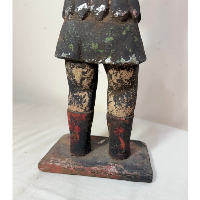 Large Antique 1600's Hand Carved Saint San Miguel Santos Religious Sculpture For Sale - Image 13 of 14