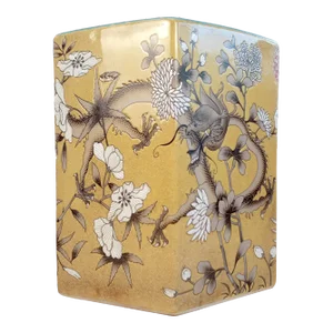Early 20th Century Chinese Porcelain Da Ya Zhai Hexagonal Dragon Brush Pot