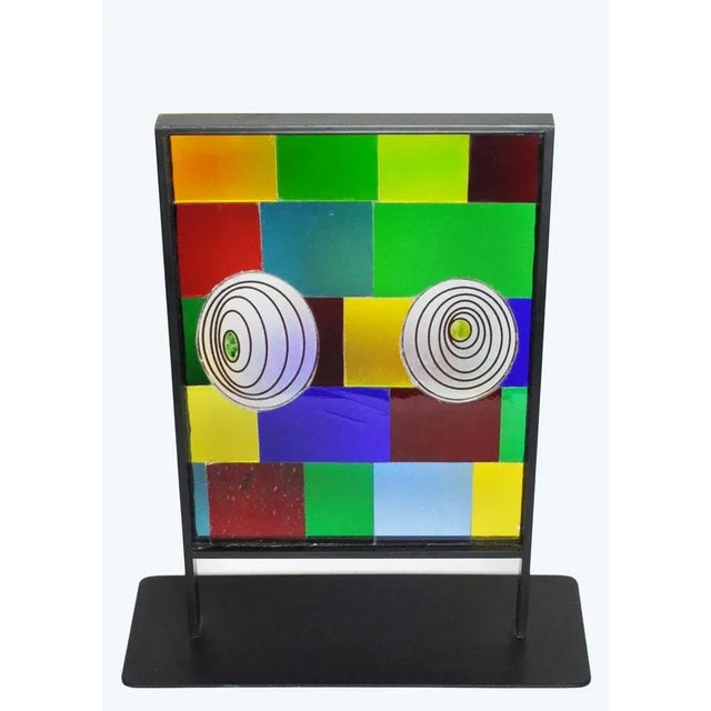 Peter Stuhr, Abstract Geometric Chameleon Sculpture, 2005, Steel & Stained Glass For Sale - Image 9 of 9