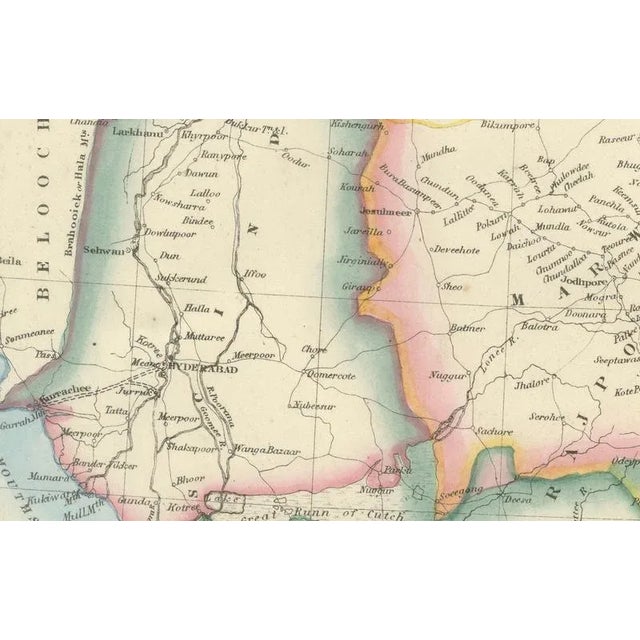 Large Antique Map of India Post Roads and Dak Stations by James Wyld, 1855 For Sale - Image 3 of 13