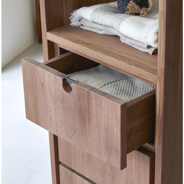 Tikamoon Jonak Solid Walnut Tall Bathroom Chairish