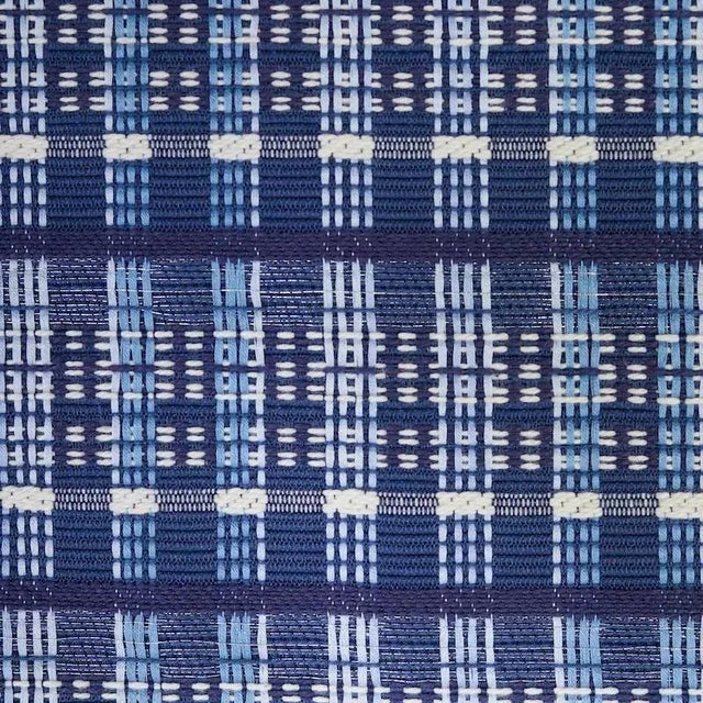 Sample - Schumacher Zealand Check Fabric in Denim For Sale