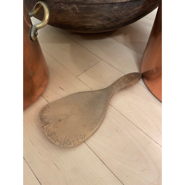 Japanese Primitive Antique Hand Carved Wood Butter Paddle Japanese Rice Paddle For Sale - Image 3 of 7