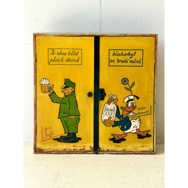 Mid-Century Modern Mid-Century Hand-Painted Cabinet, Former Czechoslovakia, 1970s For Sale - Image 3 of 18