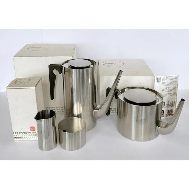 Mid-Century Modern Arne Jacobsen Cylinda Line for Stelton Stainless Steel Danish Coffee and Tea Set For Sale - Image 3 of 7