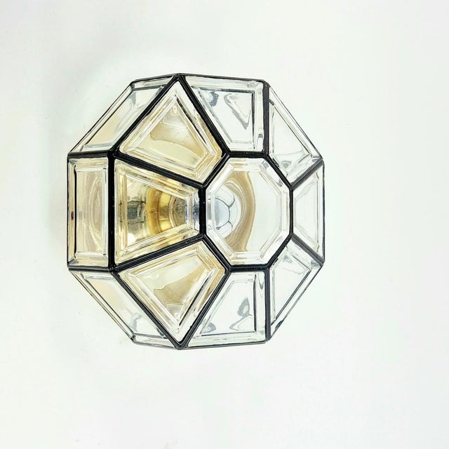 Mid-Century Modern Glass and Brass Flush Mount from Limburg, Germany, 1960s For Sale - Image 4 of 11