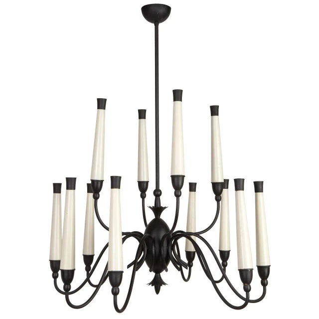 Black & White Chandelier, 1950s For Sale - Image 9 of 9